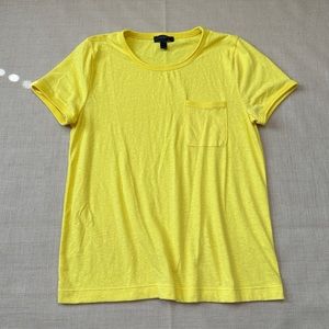 J.Crew Yellow Round Neck Short Sleeve Pocket Cotton Bld Tee T-Shirt